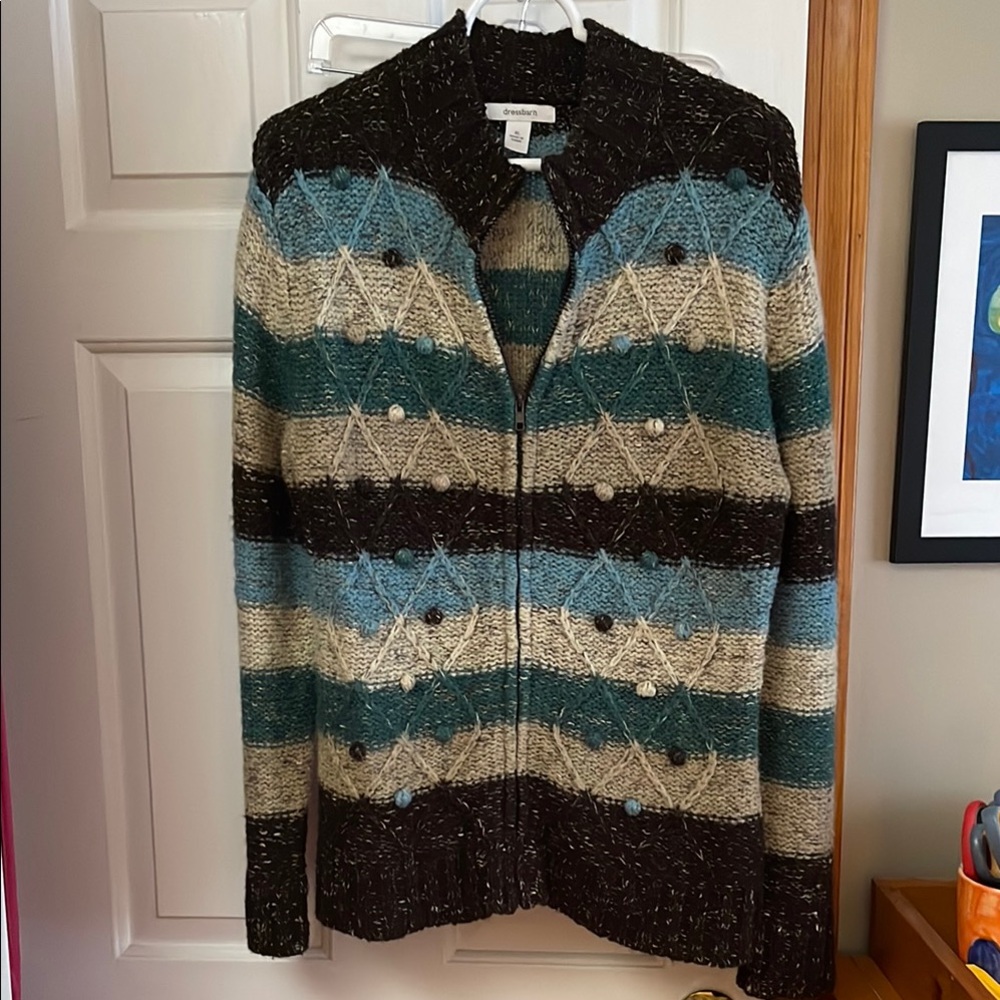 Striped Knit Cardigan Sweater
